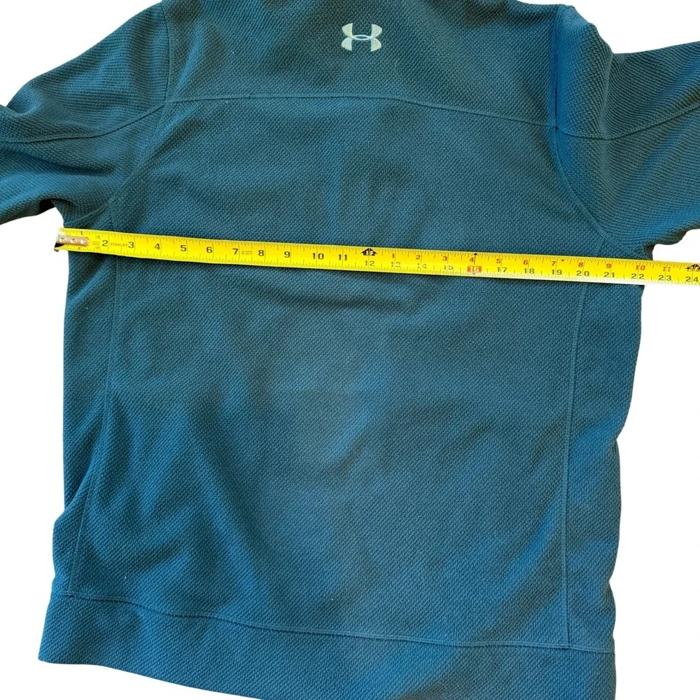 Under Armour Men Medium Teal Textured 1/4 Zip Fleece Pullover Kangaroo Pockets‎